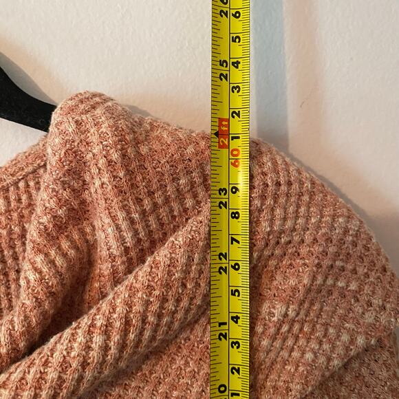 Anthropologie Pink Waffle Knit Flowy Sweater Boho Cowlneck Women's size Small - Picture 7 of 9